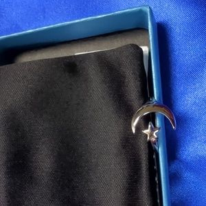 Crescent moon and star ring